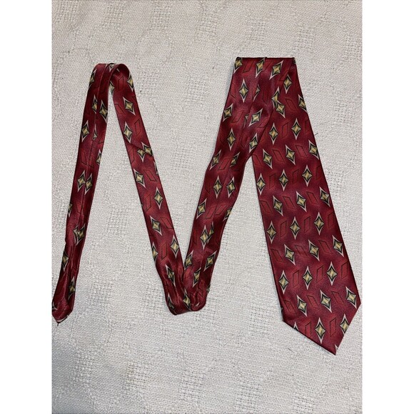 Rene Chagal Men’s Dress Tie Size 57” 4” Red Geometric Business Formal Polyester - Picture 3 of 12